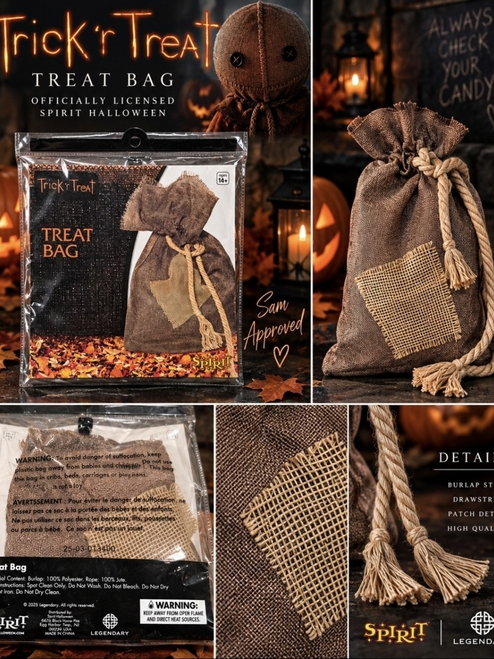 Spirit Halloween Trick ’r Treat Sam Treat Bag